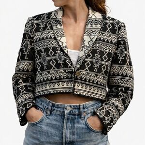 Flashback Southwestern Geometric Cropped Jacket – Women M Multicolor